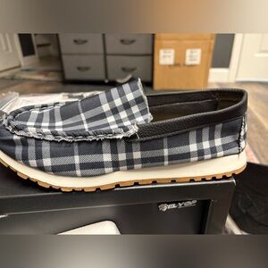 Plaid Slip-On Shoes, Size 10